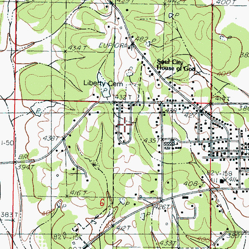Topographic Map of Westwood, MS