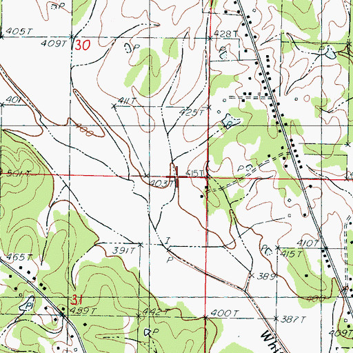 Topographic Map of Whites Creek East, MS