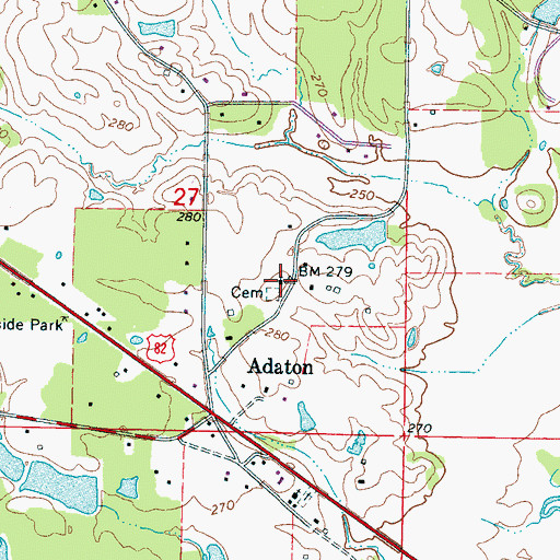 Topographic Map of Adaton United Methodist Church, MS