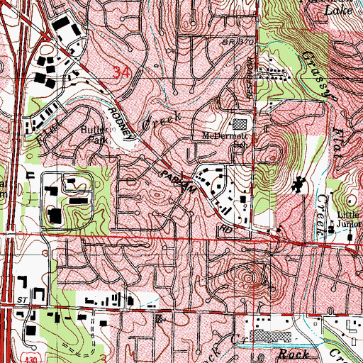 Topographic Map of Grace Presbyterian Church, AR