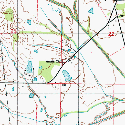 Topographic Map of Austin Church of Christ Holiness, MS