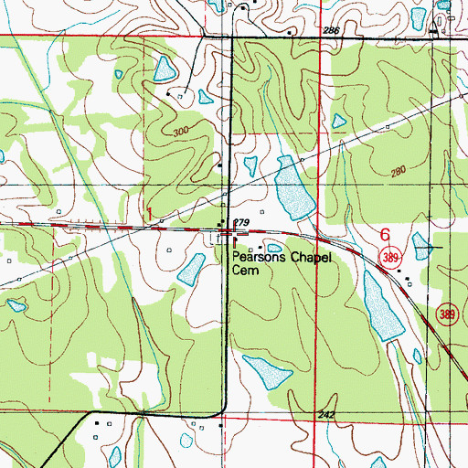 Topographic Map of Bells, MS