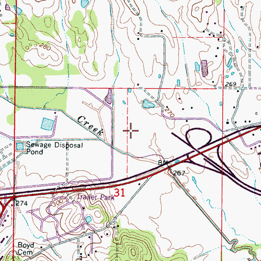 Topographic Map of Bingham Estates, MS