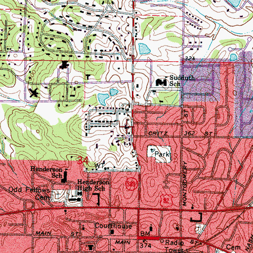 Topographic Map of Calvary Baptist Church, MS