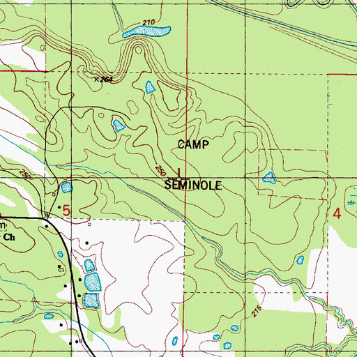 Topographic Map of Camp Seminole, MS