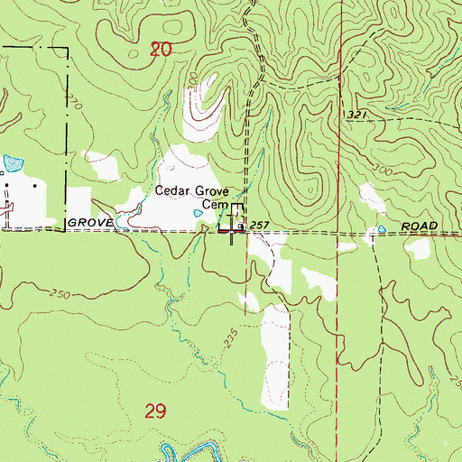 Topographic Map of Cedar Grove (historical), MS