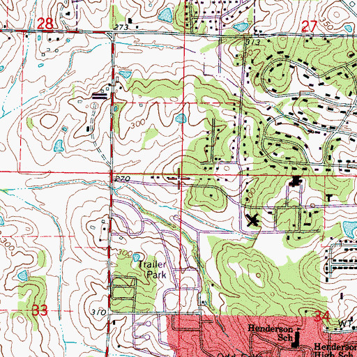 Topographic Map of Cherokee Heights, MS