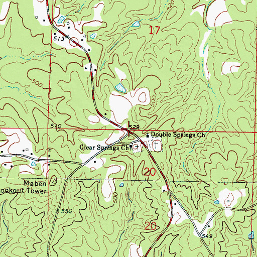 Topographic Map of Clear Spring (historical), MS