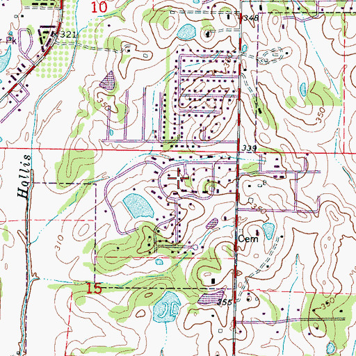 Topographic Map of Colonial Hills, MS