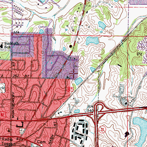 Topographic Map of Country Hills, MS