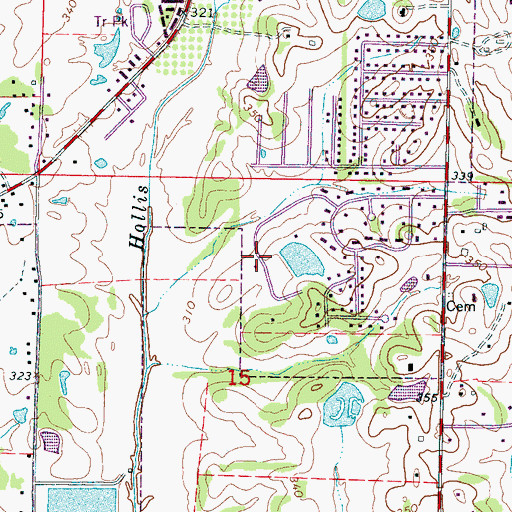 Topographic Map of Country Side Estates, MS