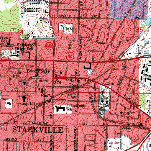 Topographic Map of East Plaza Shopping Center, MS