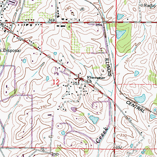 Topographic Map of Ebenezer (historical), MS