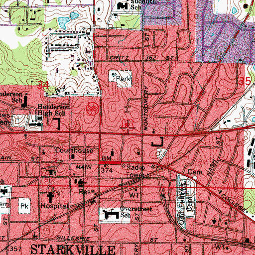 Topographic Map of Eightytwo Plaza Shopping Center, MS