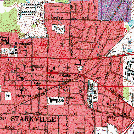 Topographic Map of Episcopal Church of the Resurrection, MS