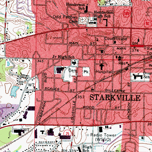 Topographic Map of First Assembly of God Church, MS