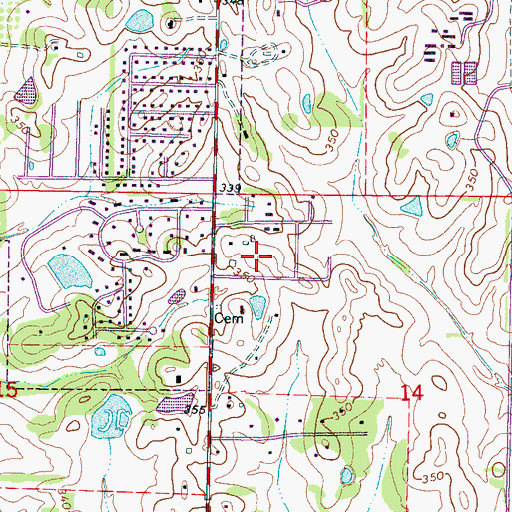 Topographic Map of Greenbriar, MS