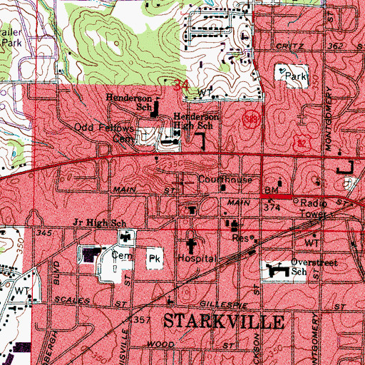 Topographic Map of Griffin United Methodist Church, MS