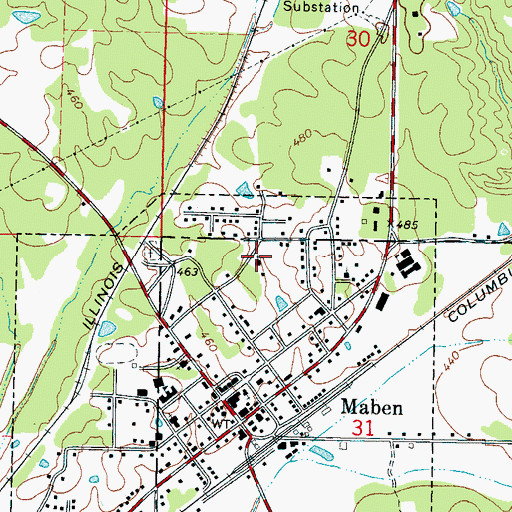 Topographic Map of Grove Baptist Church, MS