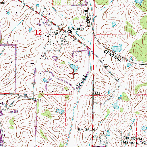 Topographic Map of Hillbrook, MS