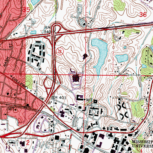 Topographic Map of Humphrey Coliseum, MS