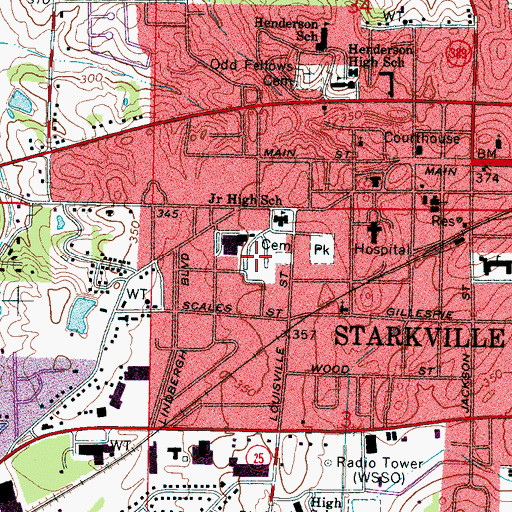 Topographic Map of Jaycee Field, MS