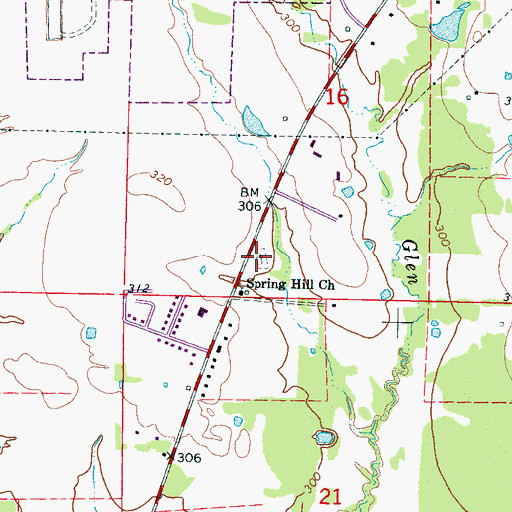 Topographic Map of Little Spring Hill Baptist Church, MS