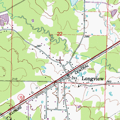 Topographic Map of Longview Baptist Church, MS