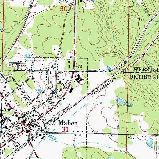 Topographic Map of Maben Junior High School, MS