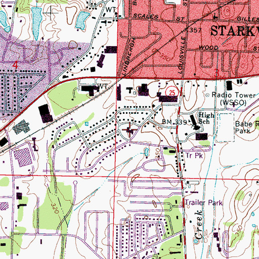 Topographic Map of Meadowview Baptist Church, MS