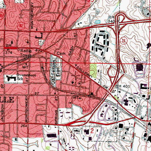 Topographic Map of Nashdale, MS