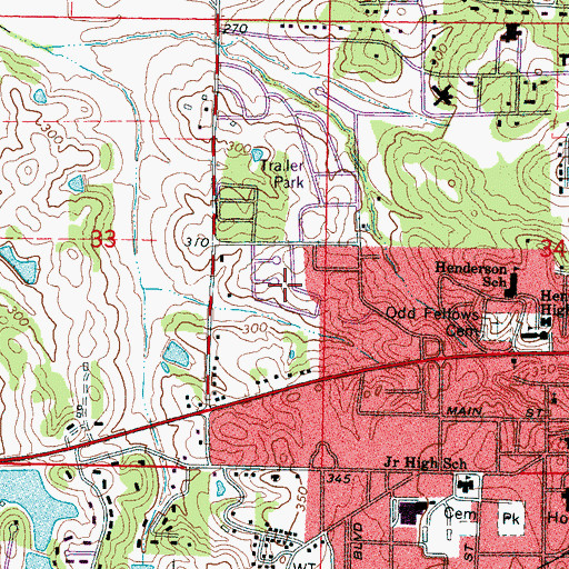 Topographic Map of Northwood Hills, MS