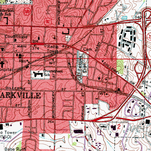Topographic Map of Oktibbeha County Heritage Museum, MS