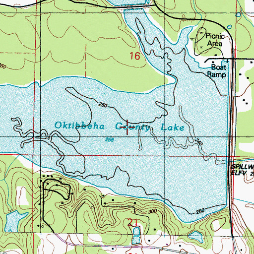 Topographic Map of Oktibbeha County Lake, MS