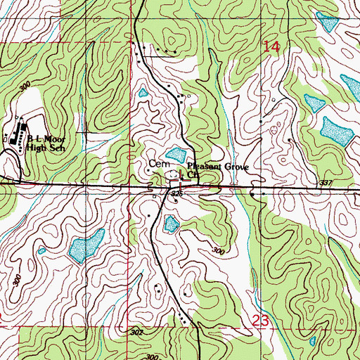 Topographic Map of Pleasant Grove Baptist Church, MS