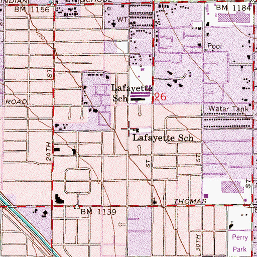 Topographic Map of Lafayette School, AZ