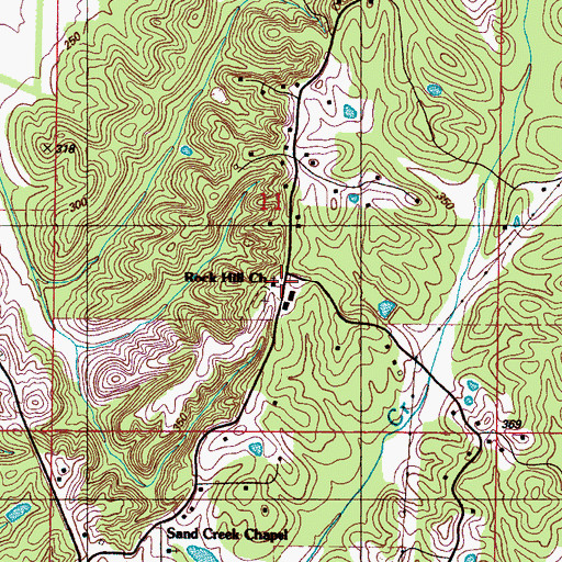 Topographic Map of Rockhill United Methodist Church, MS