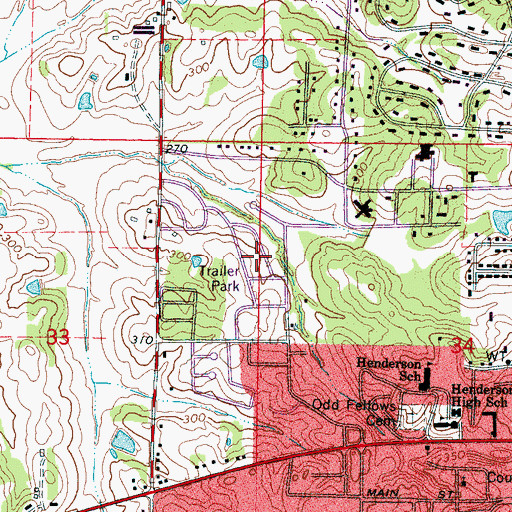 Topographic Map of Rosedale, MS