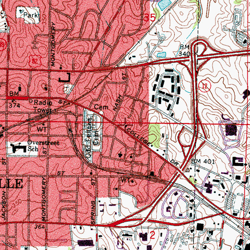 Topographic Map of Saint Joseph Catholic Church, MS