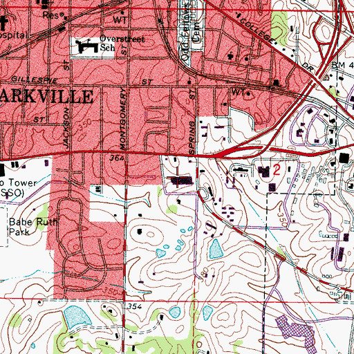 Topographic Map of Southdale Shopping Center, MS