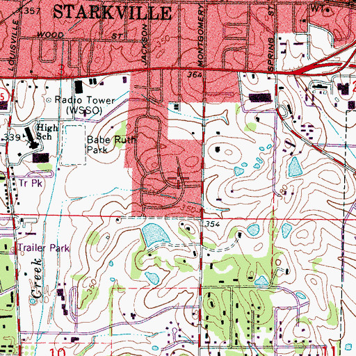 Topographic Map of Stonegate, MS