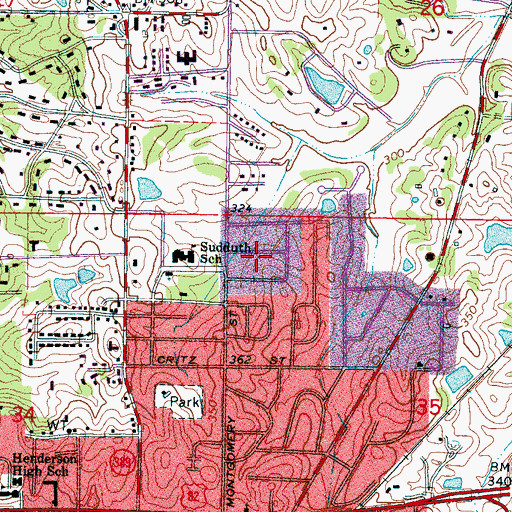 Topographic Map of Templeton Meadows, MS
