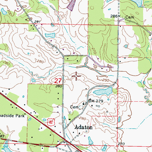 Topographic Map of Valley View, MS