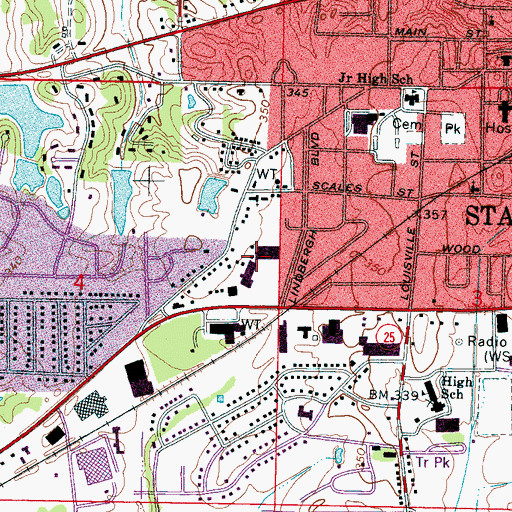 Topographic Map of Village Mall Shopping Center, MS