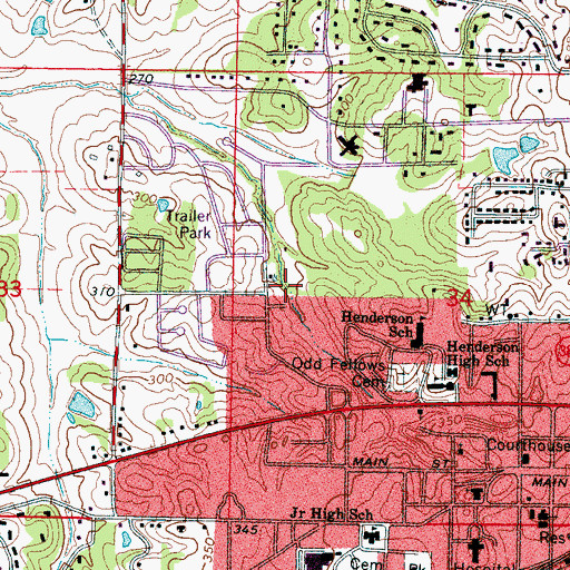 Topographic Map of Westside Park, MS