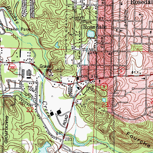 Topographic Map of Green Memorial Baptist Church, AR