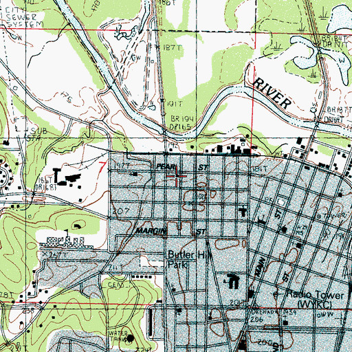 Topographic Map of Bell Flowers Baptist Church, MS