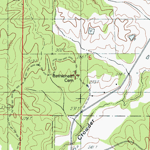 Topographic Map of Bethleham Cemetery, MS