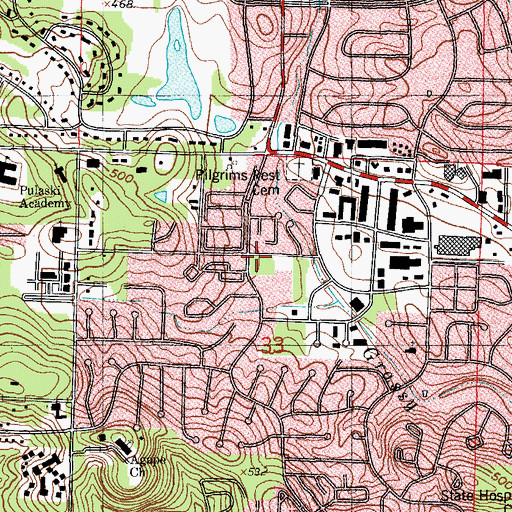 Topographic Map of Green Mountain Plaza Shopping Center, AR