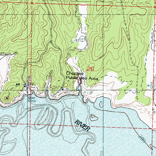 Topographic Map of Choctaw Public Use Area, MS